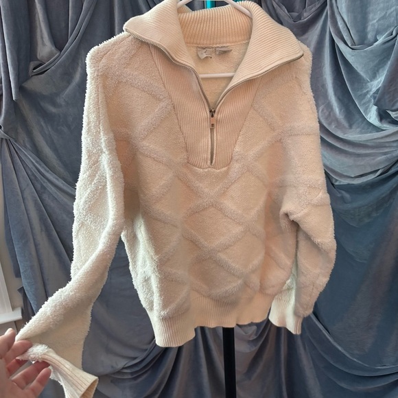 Joie Cream Zip Up Sweater size XL - Picture 2 of 6